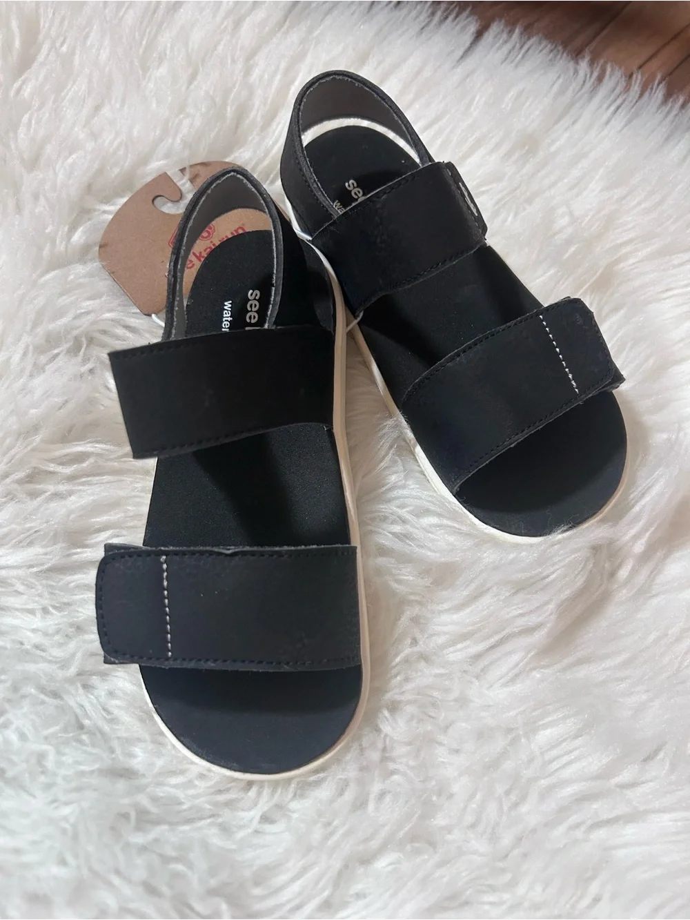 See Kai Run Black Velcro Strap Sandals for Kids